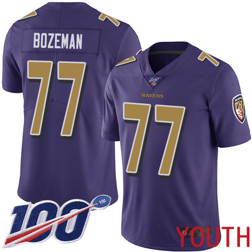 Baltimore Ravens Limited Purple Youth Bradley Bozeman Jersey NFL Football 77 100th Season Rush Vapor Untouchable